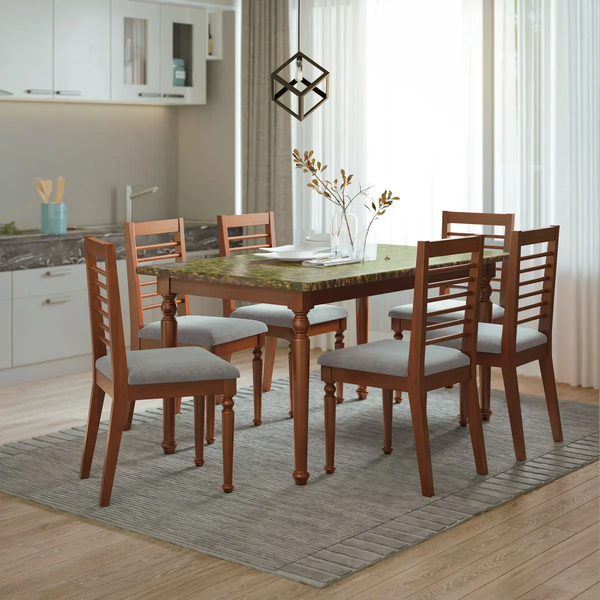 DINING TABLE-EDESSA TDH-341-3-1-20(6 Seater- Yellow) Product Code : 746698